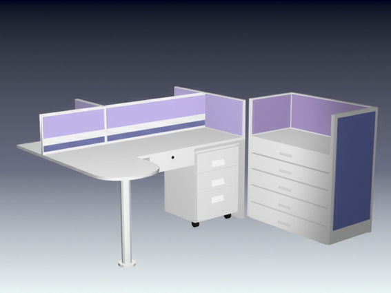 Office cubicle workstation 3d rendering
