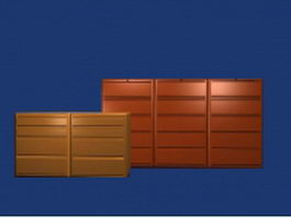 Office wall filing cabinets 3d model preview