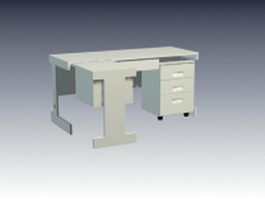 White office desk 3d model preview