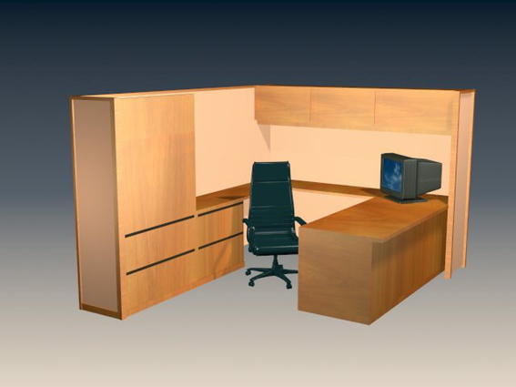 Small office cubicle 3d rendering