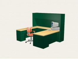 Green cubicle workstation 3d model preview