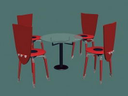 Round conference table and chairs sets 3d preview