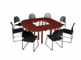 Small conference table and chairs 3d model preview