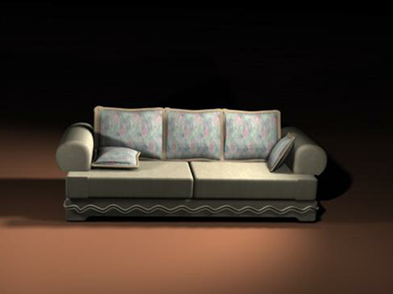 Loveseat with throw pillow 3d rendering