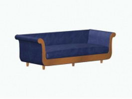 Blue velvet sofa 3d model preview