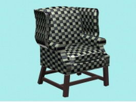 Plaid wing chair 3d model preview