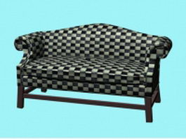 Plaid fabric settee 3d model preview