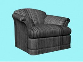 Dark striped sofa chair 3d model preview