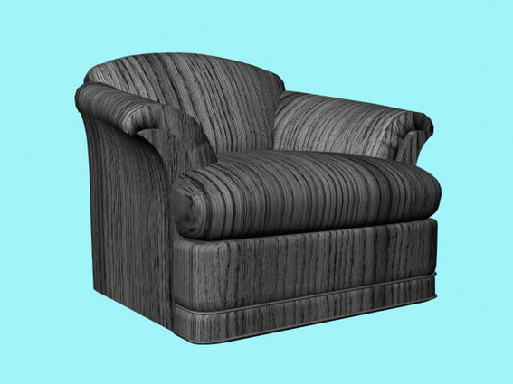 Dark striped sofa chair 3d rendering