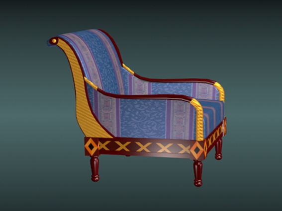 Antique sofa chair 3d rendering