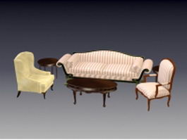 Vintage living room furniture sets 3d preview