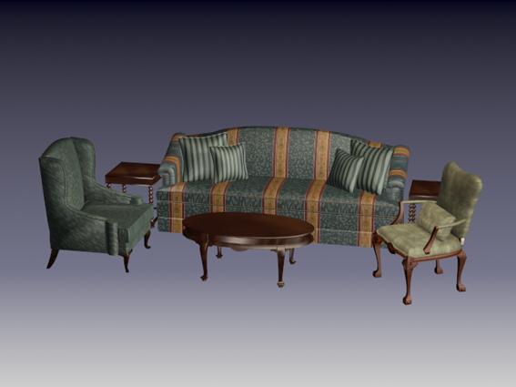 Traditional living room furniture sets 3d rendering