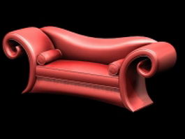 Antique leather loveseat 3d model preview