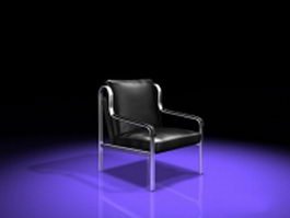 Black leather accent chair 3d model preview