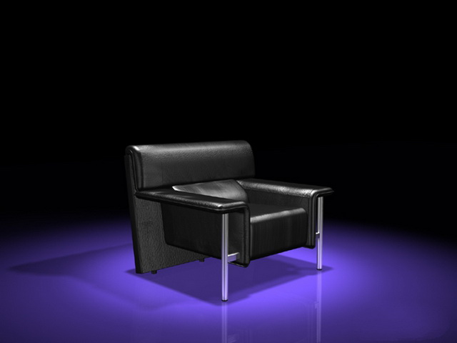 Black leather modern chair 3d rendering