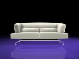 White leather loveseat 3d model preview