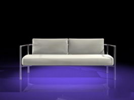 Modern white leather loveseat 3d preview