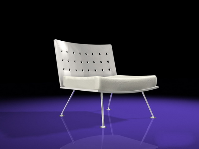White leather Barcelona chair 3d rendering