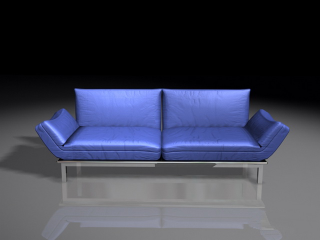 Blue loveseat couch 3d rendering