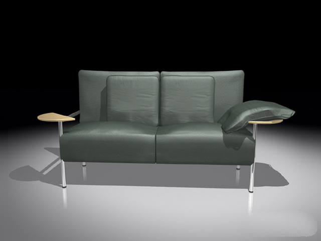 Loveseat with attached table 3d rendering