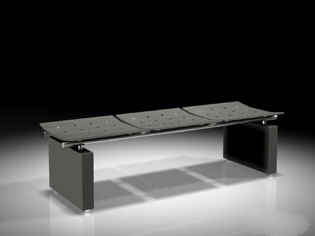 Black bench seat 3d rendering
