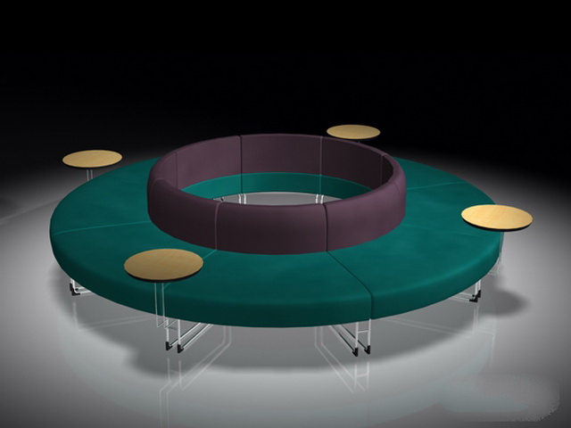 Round bench seating 3d rendering