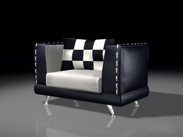 Black black cube chair 3d rendering