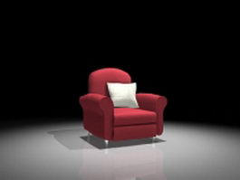 Red microfiber chair 3d model preview