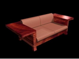 Country loveseat with attached table 3d model preview