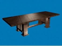 Rustic wood dining table 3d model preview