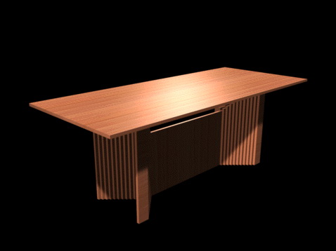 Modern wood dining table 3d rendering
