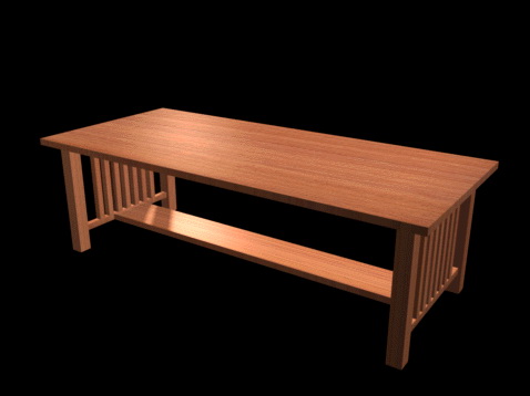 Mission style dining table 3d rendering