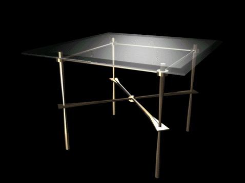 Glass top dining room table 3d rendering
