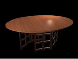 Oval dining table 3d model preview