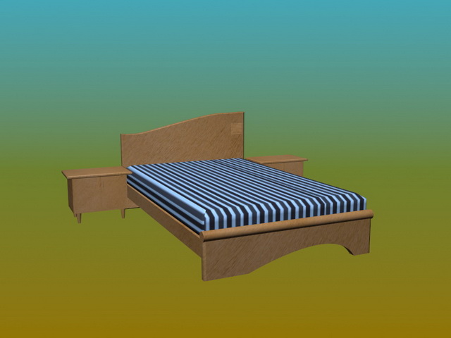 Bed and nightstands 3d rendering