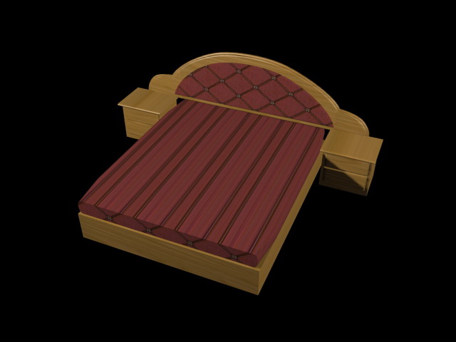 Platform bed and nightstands 3d rendering