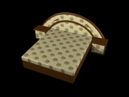 King size wood bed with nightstands 3d model preview