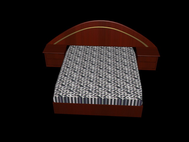 Red wood platform bed 3d rendering