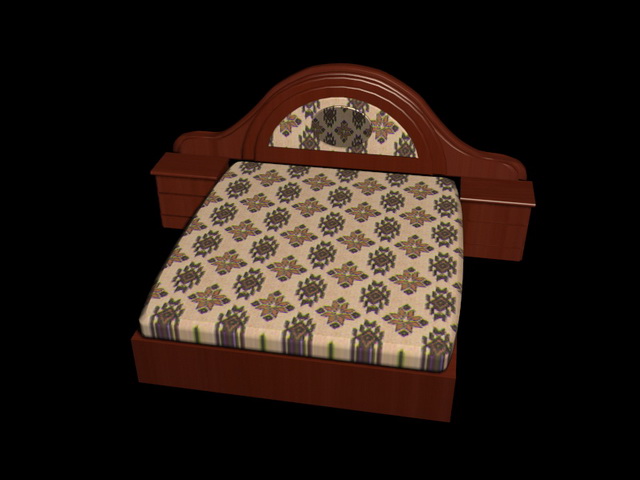 Redwood king bed with nightstands 3d rendering