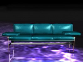 Blue leather settee 3d model preview