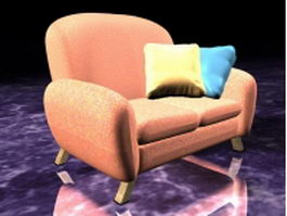 Pink upholstered sofa chair 3d preview