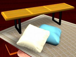 Bench and pillows 3d model preview