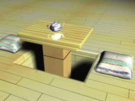 Japanese tea table 3d model preview