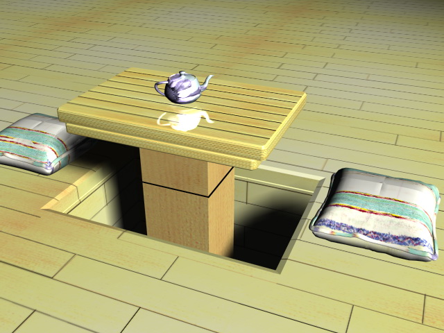 Japanese tea table 3d rendering