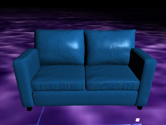 Blue reclining loveseat 3d rendering