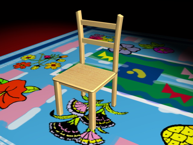 White wood dining chair 3d rendering