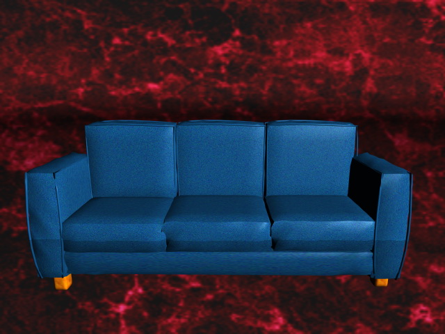 Royal blue sofa 3d rendering