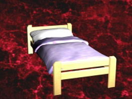 Single bed with sheets 3d preview
