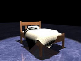 Rustic wood twin bed 3d model preview