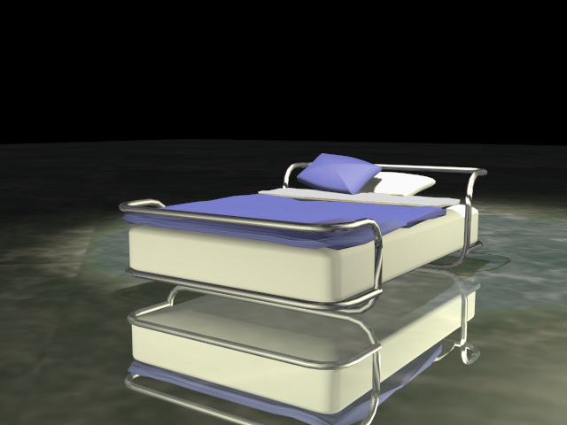 Modern metal frame bed 3d rendering